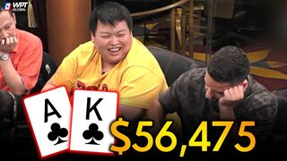 $53,475 Pot Won With FLUSH Draw at HIGH STAKES Cash Game