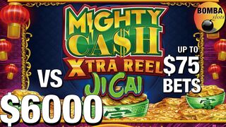 $6000 SHOWDOWN! High Limit Mighty Cash ~ Ji Cai Up to $75 Bets & Triple Double Patriot JACKPOT!