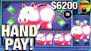 HANDPAY! $6200 High Limit Slot Play ~ ???? Piggy Bankin' & ???? Hold Unto Your Hat ~ Slot Machine Jackpot!