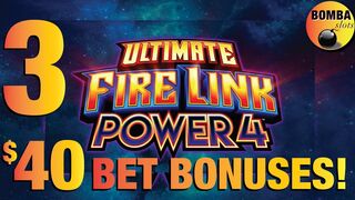 THREE $40 BET BONUSES on ☄️Ultimate FireLink Power 4 Slot Machine at Wynn Las Vegas Casino Slot play
