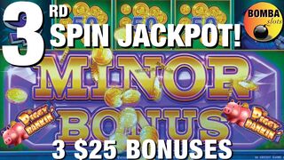 LANDED THE MINOR on the 3rd SPIN! PIGGY BANKIN' Lock It Link Handpay Jackpot - (3) $25 BET BONUSES