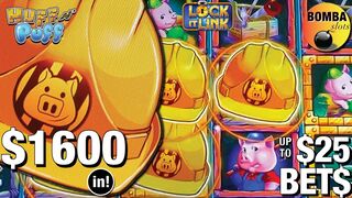???? HUFF N' PUFF???? Lock It Link $1600 in & up to $25 BET$ at Wynn Casino Slot Machine Play ????