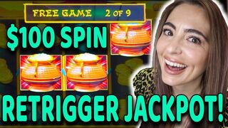 $100 SPIN LANDS A BONUS GAME, RETRIGGER + A JACKPOT HANDPAY all in the HIGH LIMIT ROOM in VEGAS!