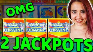 LUCKY Waitress Landed us a JACKPOT HANDPAY on PHARAOH'S FORTUNE Slot Machine! 2 JACKPOTS TOTAL!